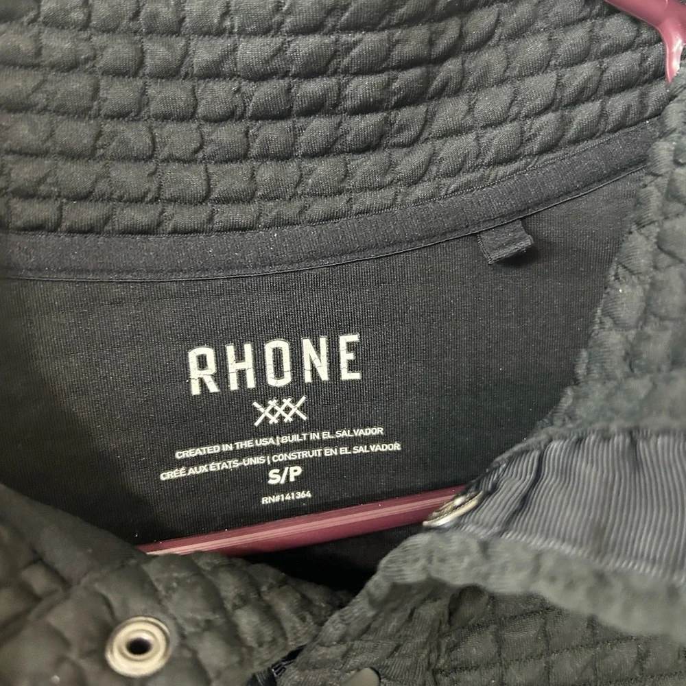 RHONE Men's Black Quilted Snap-Placket Pullover